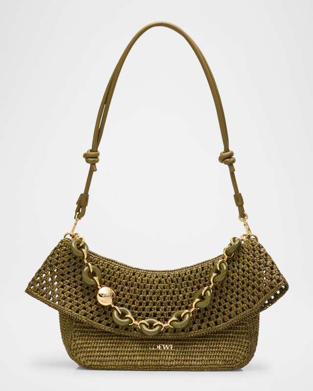 x Paula's Ibiza Ola Small Shoulder Bag in Raffia and Leather